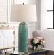 Uttermost® Andale Crackled Teal Ceramic Table Lamp with Antique Brass Accents-1