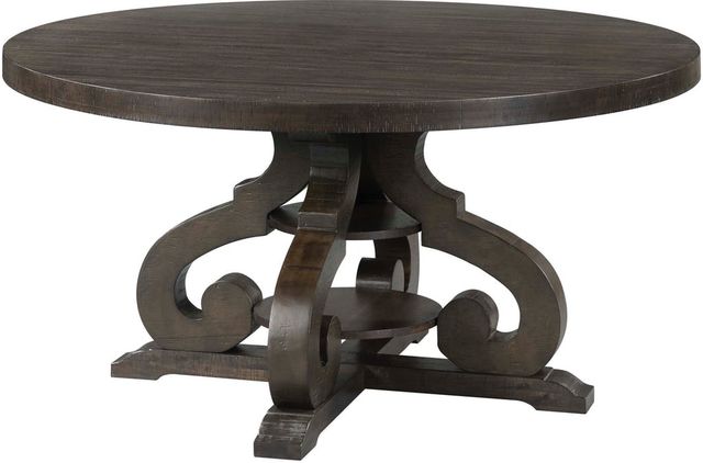 Elements International Stone Charcoal Round Dining Table-0