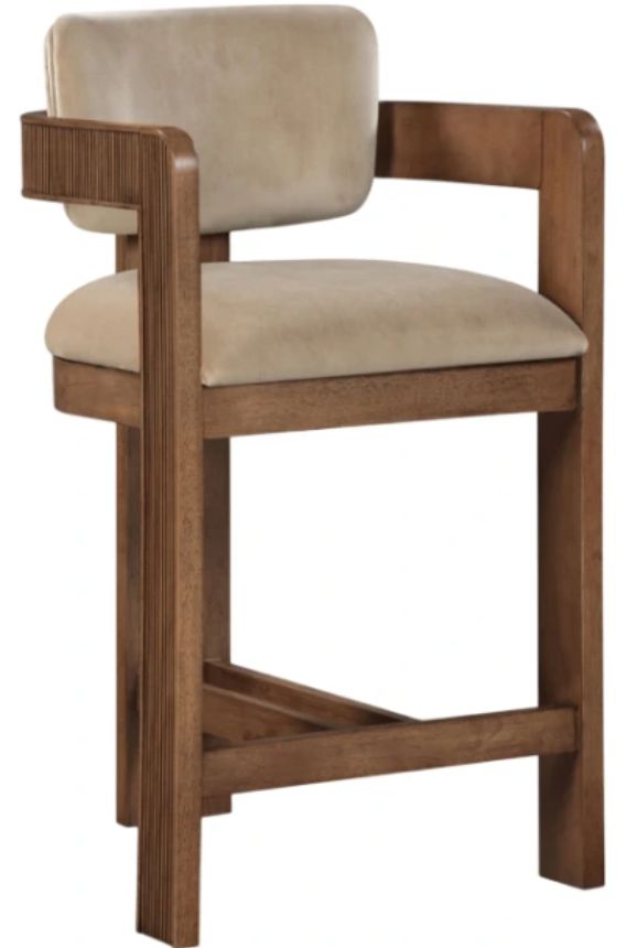 Meridian Furniture Sacha Beige/Brown Upholstered Counter Stool-0