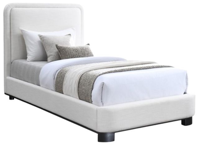 Meridian Furniture Nolita Cream/Black Twin Linen Textured Upholstered Panel Bed-0