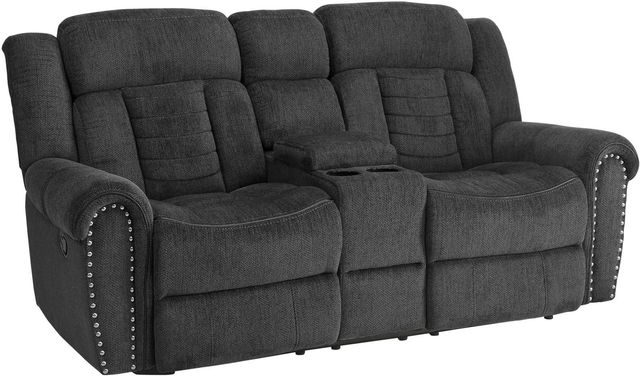 Homelegance® Nutmeg Charcoal Gray Manual Double Reclining Loveseat-0