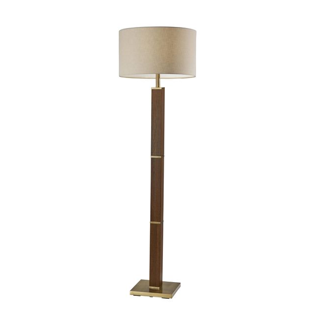 Adesso® Kona Walnut And Antique Brass Floor Lamp-0