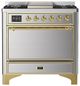 Ilve® Majestic III 36" Stainless Steel Pro Style Dual Fuel Natural Gas Range with Solid Door and Brass Trim-0
