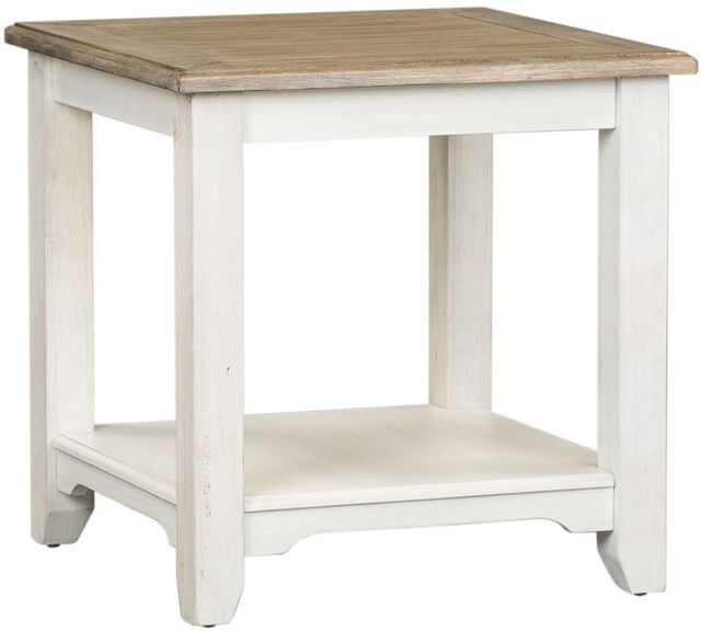 Liberty Furniture Summerville Wirebrushed Gray End Table with Soft White Wash Base-0