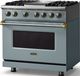 Viking® 5 Series 36" Novembery Sky Pro Style Dual Fuel (NG) Range with Brushed Brass Trim-3
