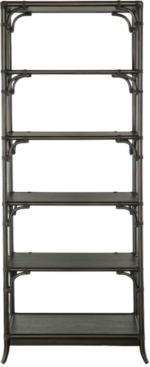 Hooker® Furniture Retreat Black Sand Pole Rattan Bookcase-2