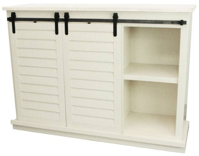 American Heartland Manufacturing Rustic Soft White 57" Tall Quaint Shutter TV Stand-1