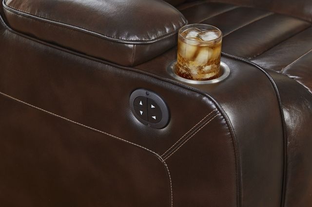 Corinthian Furniture Luke Brown Power Reclining Loveseat with Power Headrest and Console-2