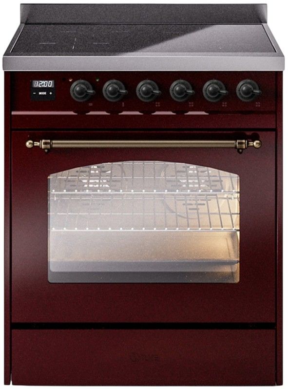 Ilve® Nostalgie II Series 30" Burgundy Pro Style Induction Range-0