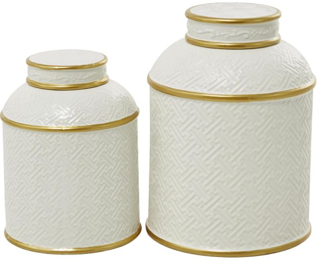 Deco Marche 2-Piece White Decorative Jars Set-1