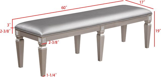 Crown Mark Klina Gray/Silver Dining Bench-2