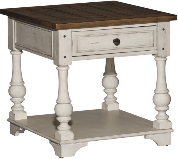 Liberty Furniture Morgan Creek 3-Piece Antique White/Wirebrushed Tobacco Optional Living Room Table Set-3