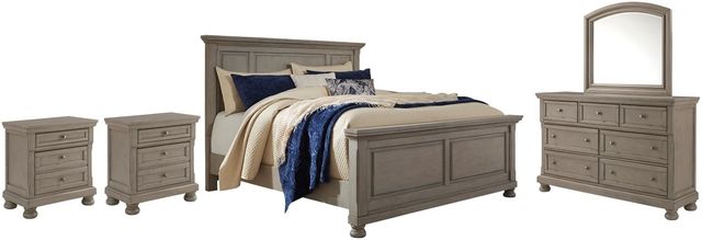 Signature Design by Ashley® Lettner 5-Piece Light Gray California King Panel Bed Set-0