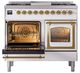 Ilve® Nostalgie II Noblesse 40'' White Pro Style Dual Fuel Range with Brass Trim-3
