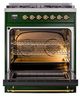 Ilve® Nostalgie II Noblesse 30'' Emerald Green Pro Style Dual Fuel Range with Brass Trim-1