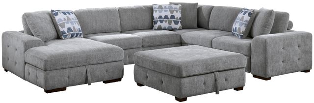 Homelegance® Raife 5-Piece Gray Left-Arm Facing Sleeper Sectional with Chaise and Ottoman-0