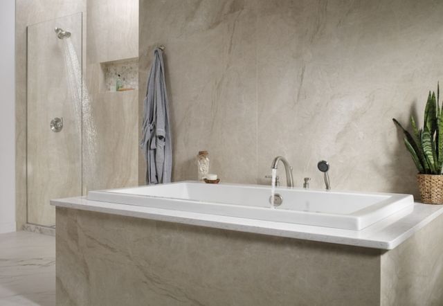 Delta Woodhurst® Stainless Roman Tub with Handshower Trim-2