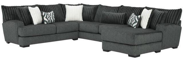 Albany Industries 3-Piece Tweed Toast Gunmetal Right-Arm Facing Chaise Sectional -0