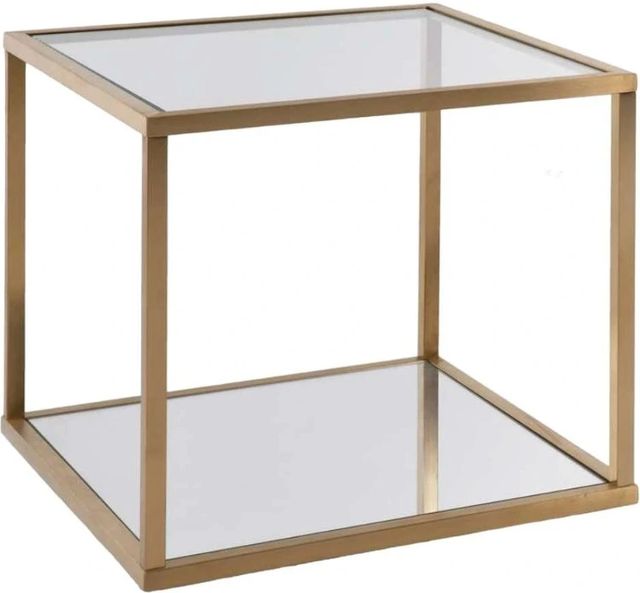 DecorRest® Furniture LTD Cara Glass Top Large Coffee Table with Brass