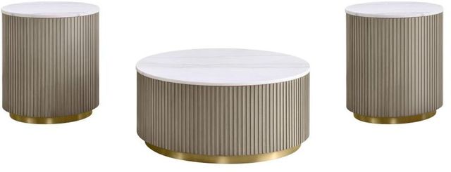 Coaster® Jason 3-Piece White Marble Coffee Table Set with Greige Base-0