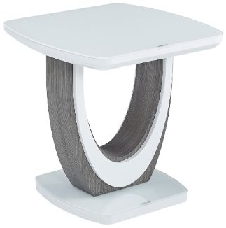 Mazin Furniture London White Lacquer End Table with U-Shaped Pedestal Base-0