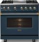 Viking® 5 Series 36" Squall Pro Style Dual Fuel (LP) Range with Brushed Brass Trim-2