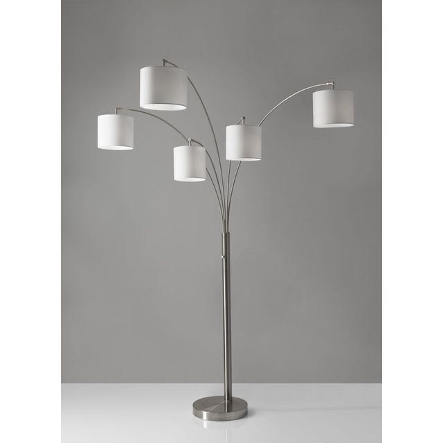 Adesso® Trinity Brushed Steel 5-Arm Arc Lamp-1