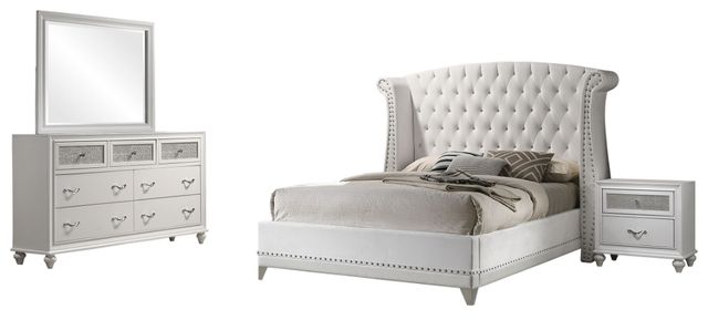 Coaster® Barzini 4-Piece White King Panel Bedroom Set-0