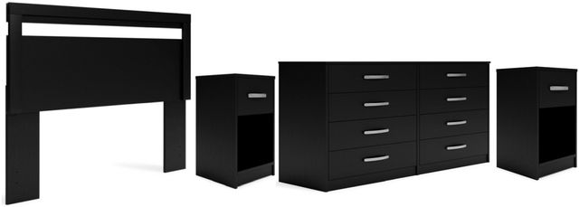 Signature Design by Ashley® Finch 4-Piece Black Full Panel Headboard Set-0
