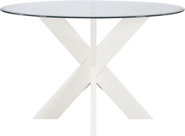 Powell® Adler Glass Top X-Base Dining Table with White Base-2