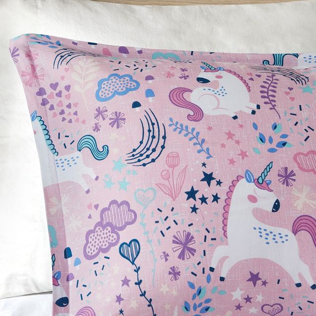 Olliix by Urban Habitat Kids Lola Pink Full/Queen Unicorn Cotton Comforter Set-4