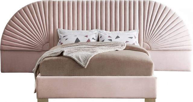 Meridian Furniture Cleo Pink Velvet Queen Bed-0