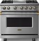 Viking® 5 Series 36" Stainless Steel Pro Style Dual Fuel (LP) Range with Brushed Brass Trim-0