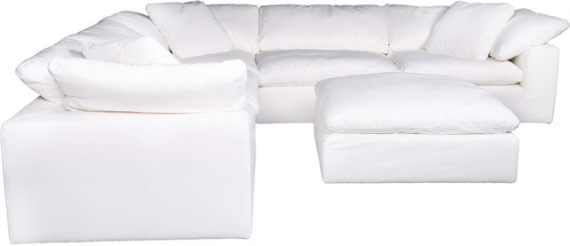 Moe's Home Collection Clay 6-Piece White L-Shaped Modular Sectional and Ottoman-2