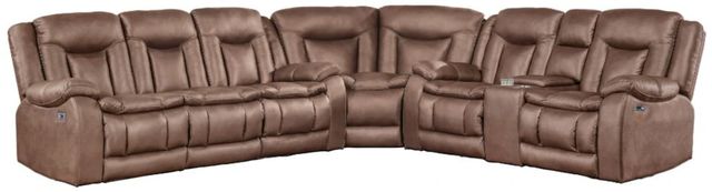 New Classic® Home Furnishings Morello 3-Piece Brown Power Reclining Curved Sectional-0