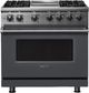 Viking® 5 Series 36" Cast Black Pro Style Dual Fuel Range with 12" Griddle-0