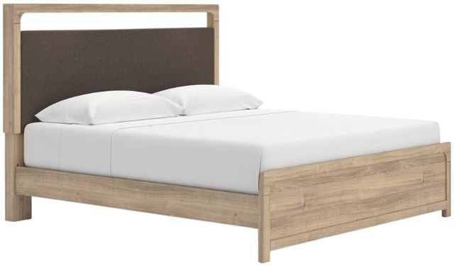 Signature Design by Ashley® Kinlanni Tan King Upholstered Platform Bed-0