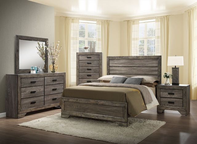 Elements International Nathan Gray Oak Queen Panel Bed-1