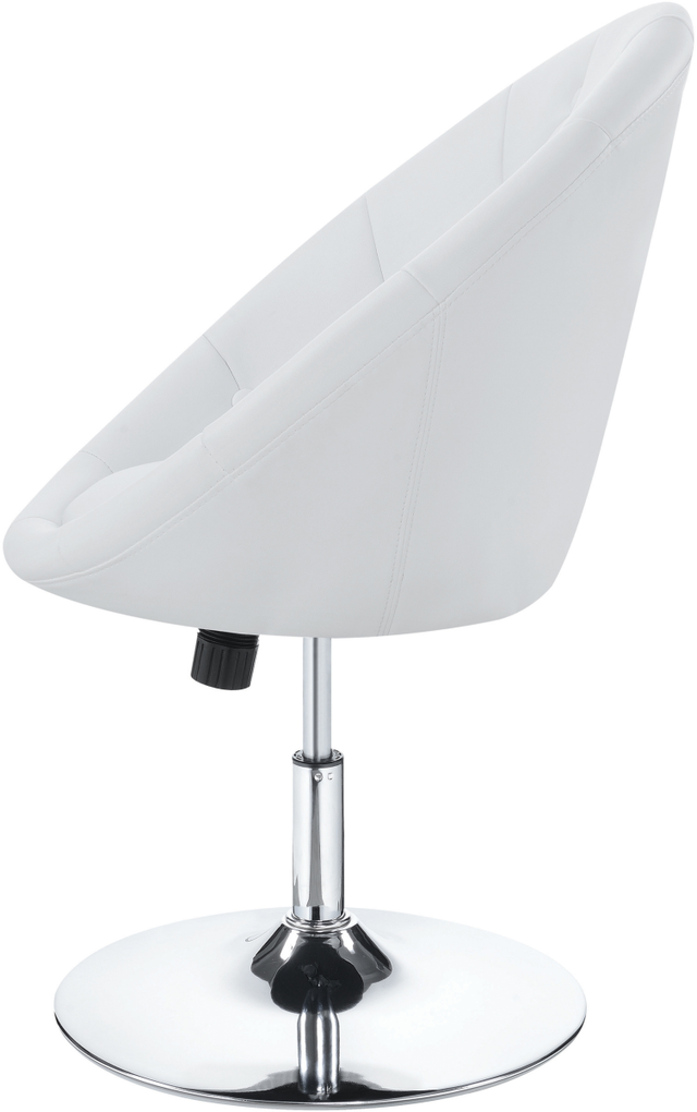 Coaster® White And Chrome Round Tufted Swivel Chair-1