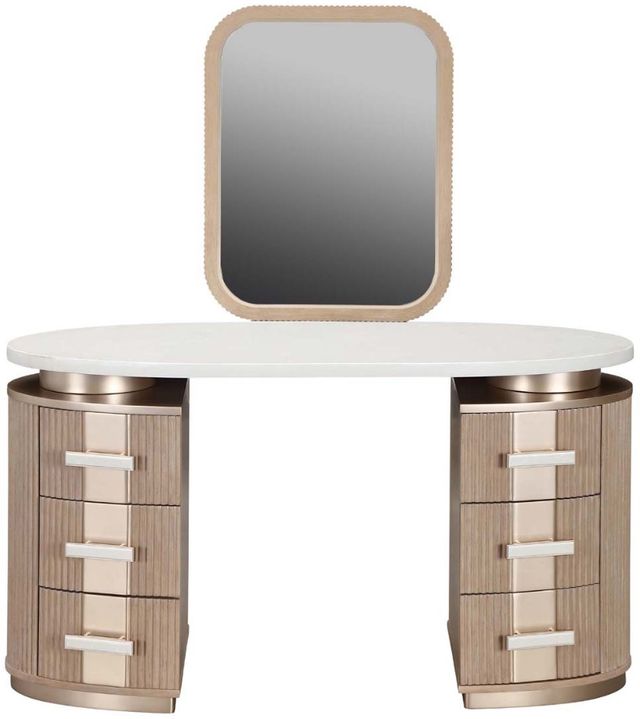 Michael Amini® West Kensington Sea Salt Caramel Vanity with Mirror-1
