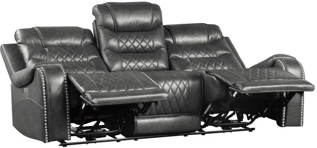 Homelegance® Putnam Gray Power Double Reclining Sofa with Center Drop-Down Cup Holders-3