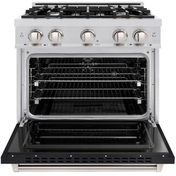 ZLINE Classic Series 30" Stainless Steel Pro Style Dual Fuel Range with Black Matte Door-2