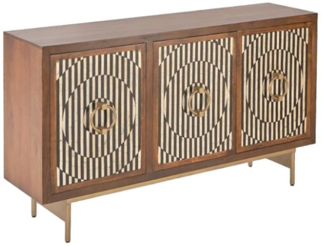 Jaipur Furniture Bone Inlay Riordan 3-Door Brown Cabinet-0