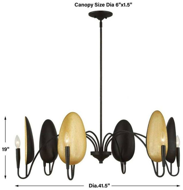 Uttermost® Warwick Matte Black/Matte Gold 6-Light Chandelier-2