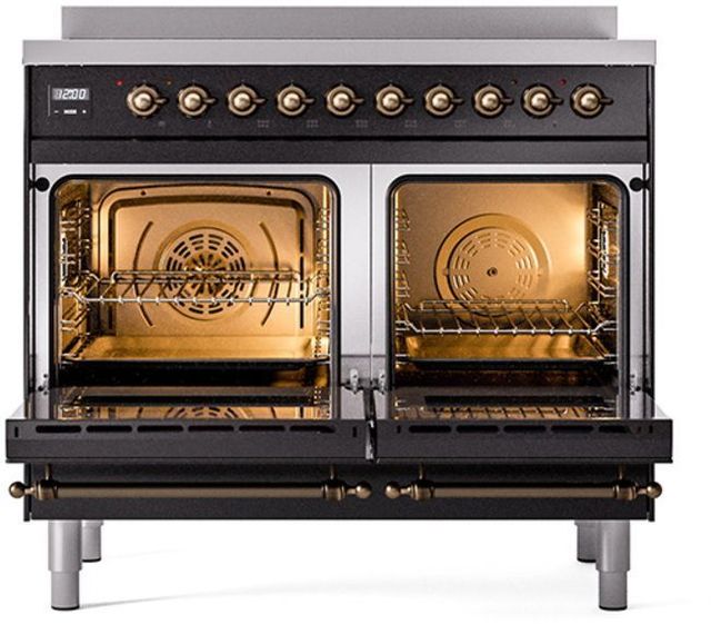 Ilve® Nostalgie II Series 40" Glossy Black Pro Style Induction Range-1
