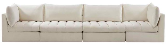 Meridian Furniture Jacob Cream 140" Modular Velvet Sofa-1