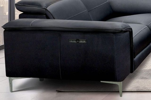Furniture of America® Ascona Black Power Reclining Loveseat-2