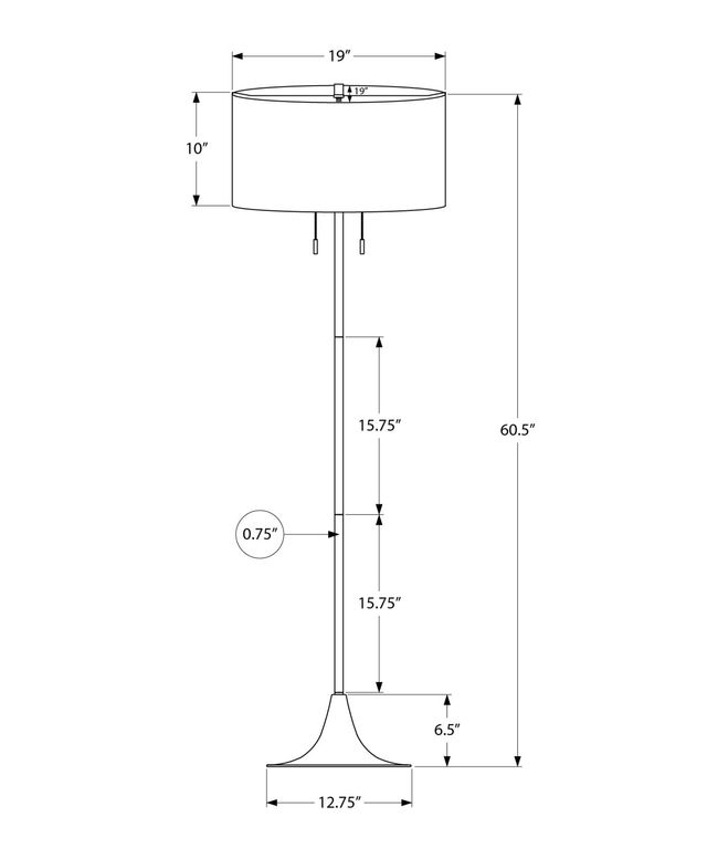 Monarch Specialties Inc. Silver 61" Floor Lamp-2