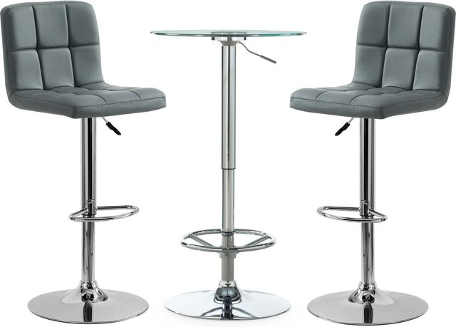 Powell® Placid 3-Piece Gray/Chrome Pub Table Set-0