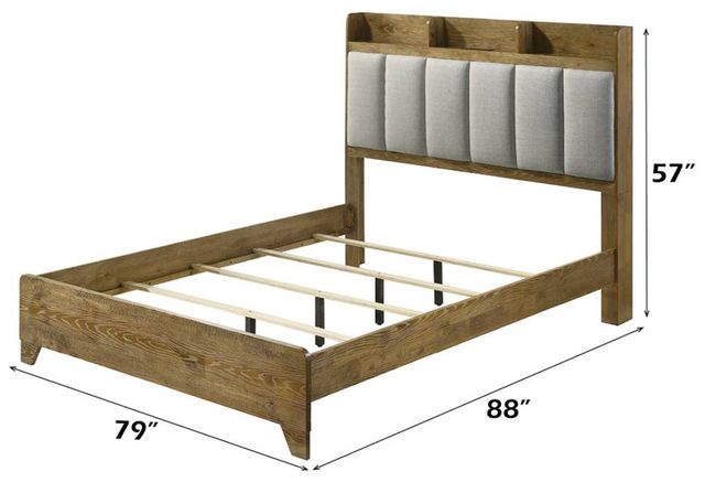ACME Furniture Garcia Light Aspen Brown Eastern King Upholstered Panel Storage Bed-2